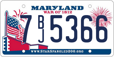 MD license plate 7BJ5366