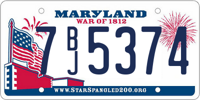MD license plate 7BJ5374