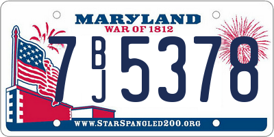 MD license plate 7BJ5378