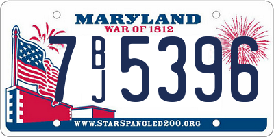 MD license plate 7BJ5396