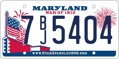 MD license plate 7BJ5404