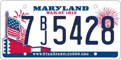 MD license plate 7BJ5428