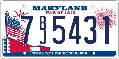MD license plate 7BJ5431
