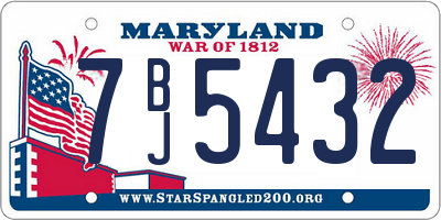 MD license plate 7BJ5432