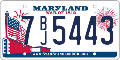 MD license plate 7BJ5443
