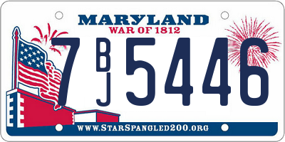 MD license plate 7BJ5446