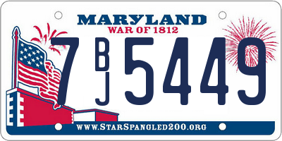 MD license plate 7BJ5449