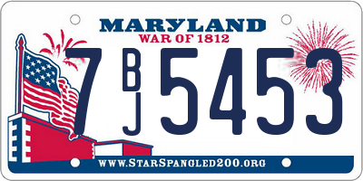 MD license plate 7BJ5453