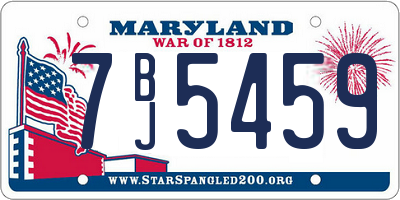 MD license plate 7BJ5459