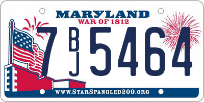 MD license plate 7BJ5464
