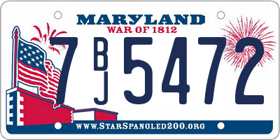 MD license plate 7BJ5472