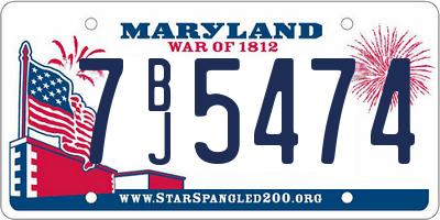 MD license plate 7BJ5474