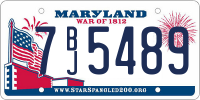 MD license plate 7BJ5489