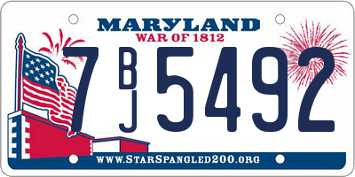 MD license plate 7BJ5492