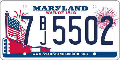MD license plate 7BJ5502
