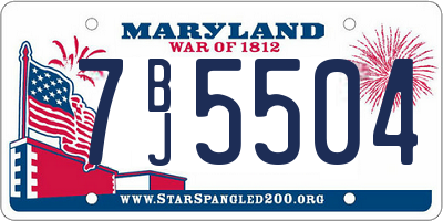 MD license plate 7BJ5504