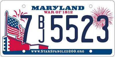 MD license plate 7BJ5523