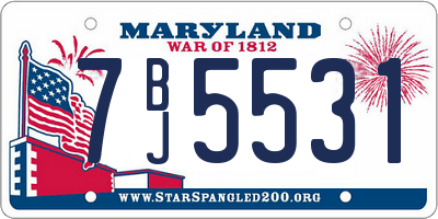MD license plate 7BJ5531