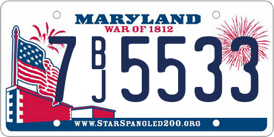MD license plate 7BJ5533