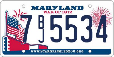 MD license plate 7BJ5534