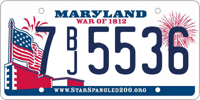 MD license plate 7BJ5536