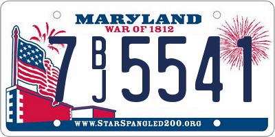 MD license plate 7BJ5541