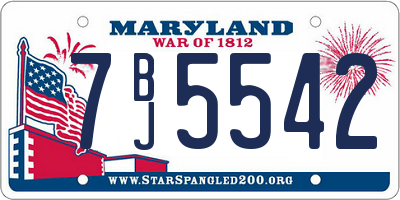 MD license plate 7BJ5542