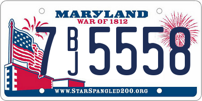 MD license plate 7BJ5558