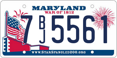 MD license plate 7BJ5561