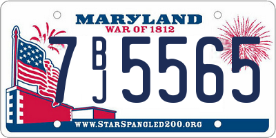 MD license plate 7BJ5565