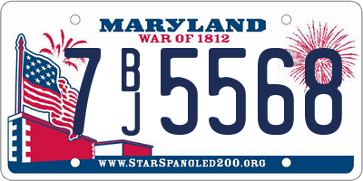 MD license plate 7BJ5568