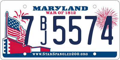 MD license plate 7BJ5574