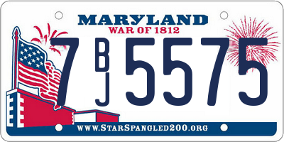 MD license plate 7BJ5575