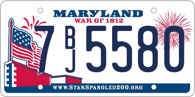 MD license plate 7BJ5580