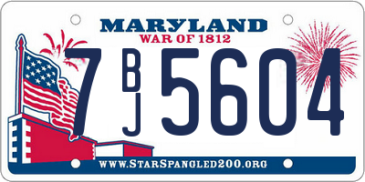 MD license plate 7BJ5604
