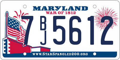 MD license plate 7BJ5612