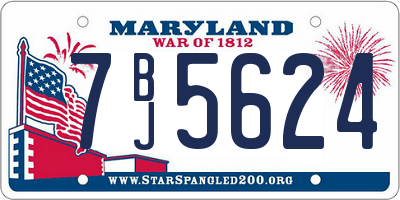 MD license plate 7BJ5624