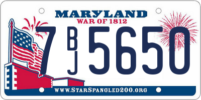 MD license plate 7BJ5650