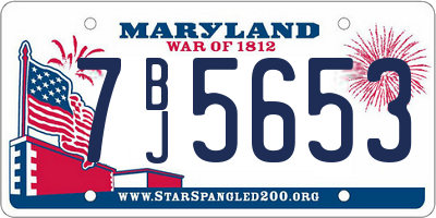 MD license plate 7BJ5653