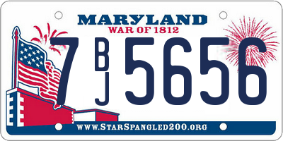 MD license plate 7BJ5656