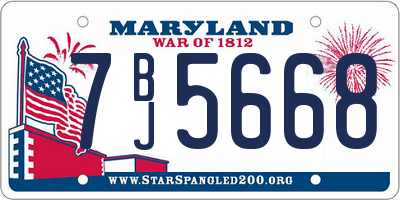 MD license plate 7BJ5668