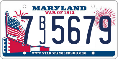 MD license plate 7BJ5679