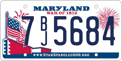 MD license plate 7BJ5684
