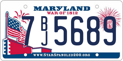 MD license plate 7BJ5689