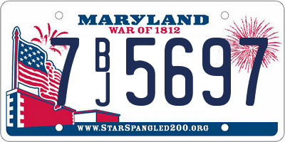 MD license plate 7BJ5697