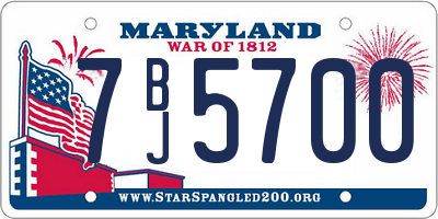 MD license plate 7BJ5700