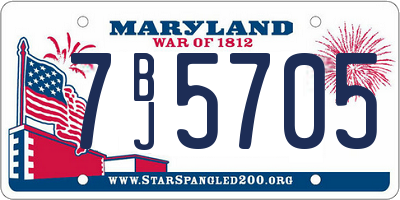 MD license plate 7BJ5705
