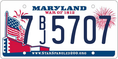 MD license plate 7BJ5707