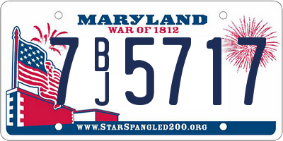 MD license plate 7BJ5717