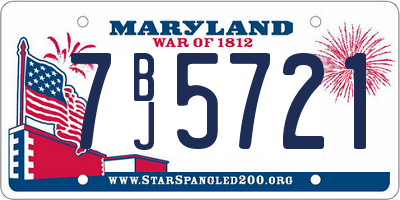 MD license plate 7BJ5721